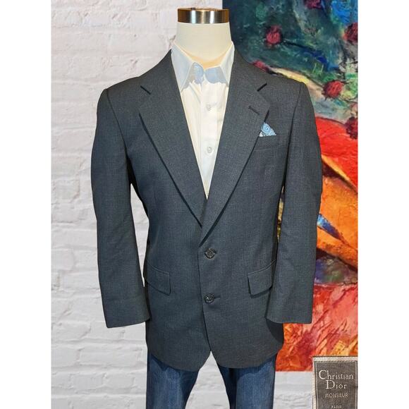 Christian Dior Monsieur Paris 40R Slim Mens Dark Gray Blazer Sport Coat Jacket - Picture 5 of 12